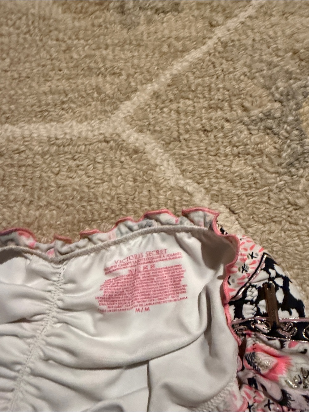 Victoria's Secret Pink and Black Patterned Ruffle Bikini Bottoms - Picture 4 of 5